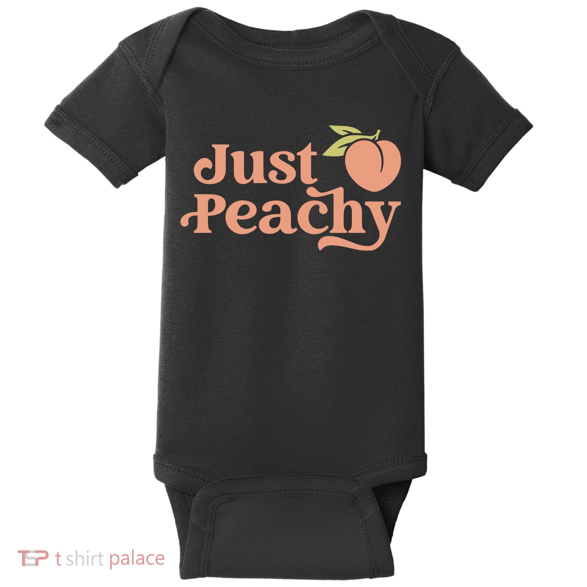 Just Peachy Retro 70s Georgia Peaches Summer Fruit Baby Bodysuit
