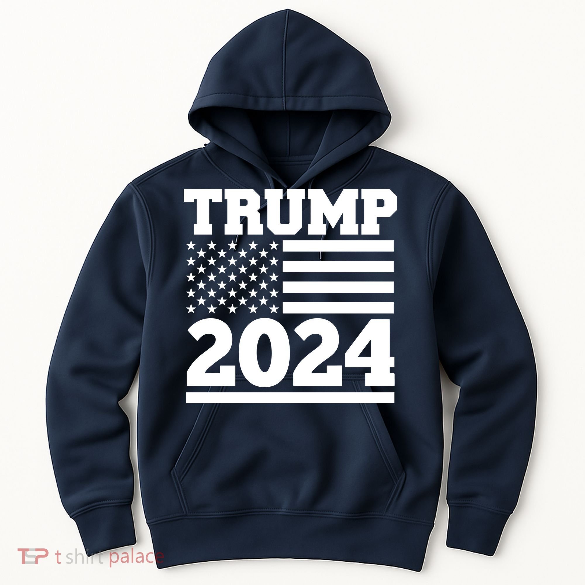 Jumbo Print Trump 2024 Usa Flag Hoodie