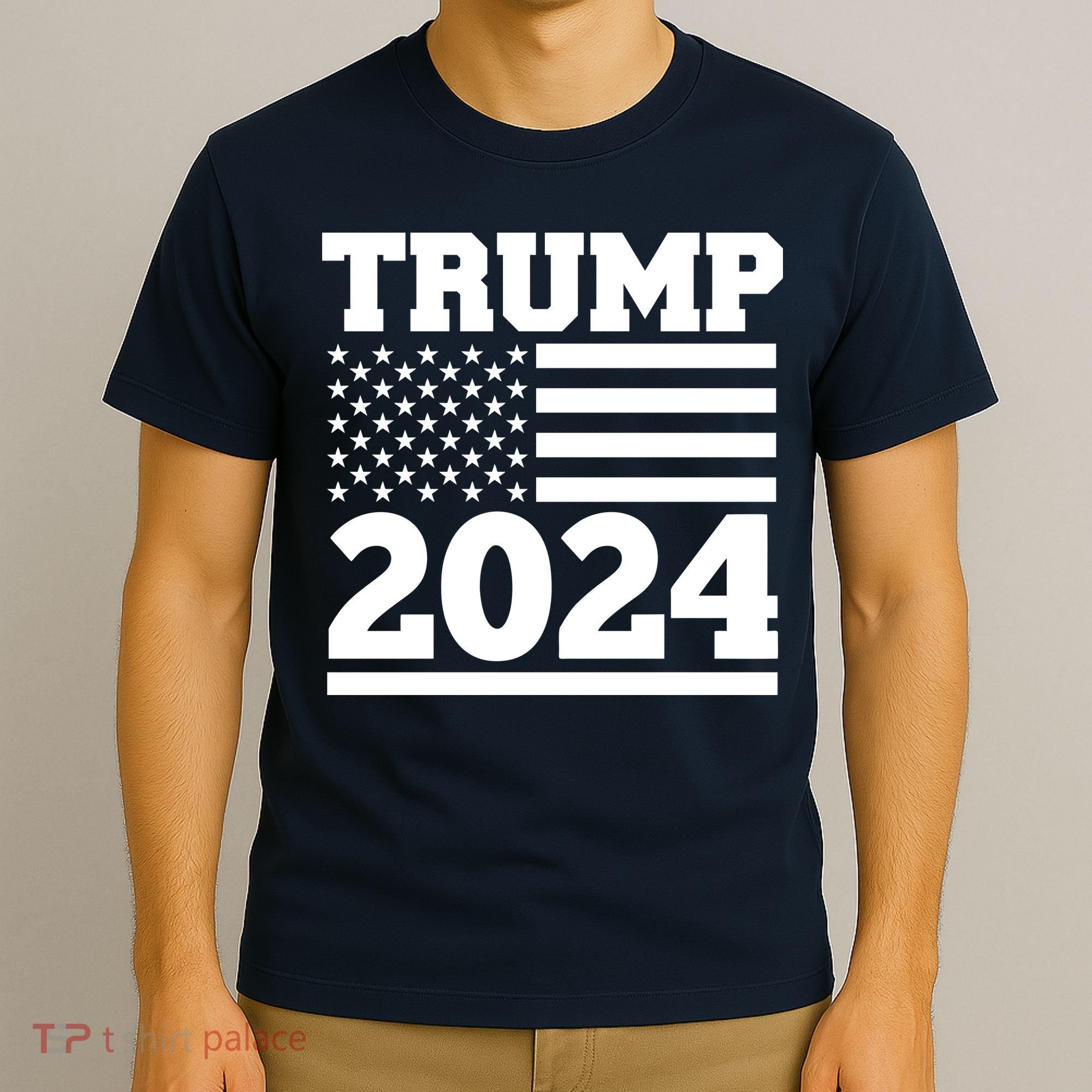 Jumbo Print Trump 2024 Usa Flag T-Shirt