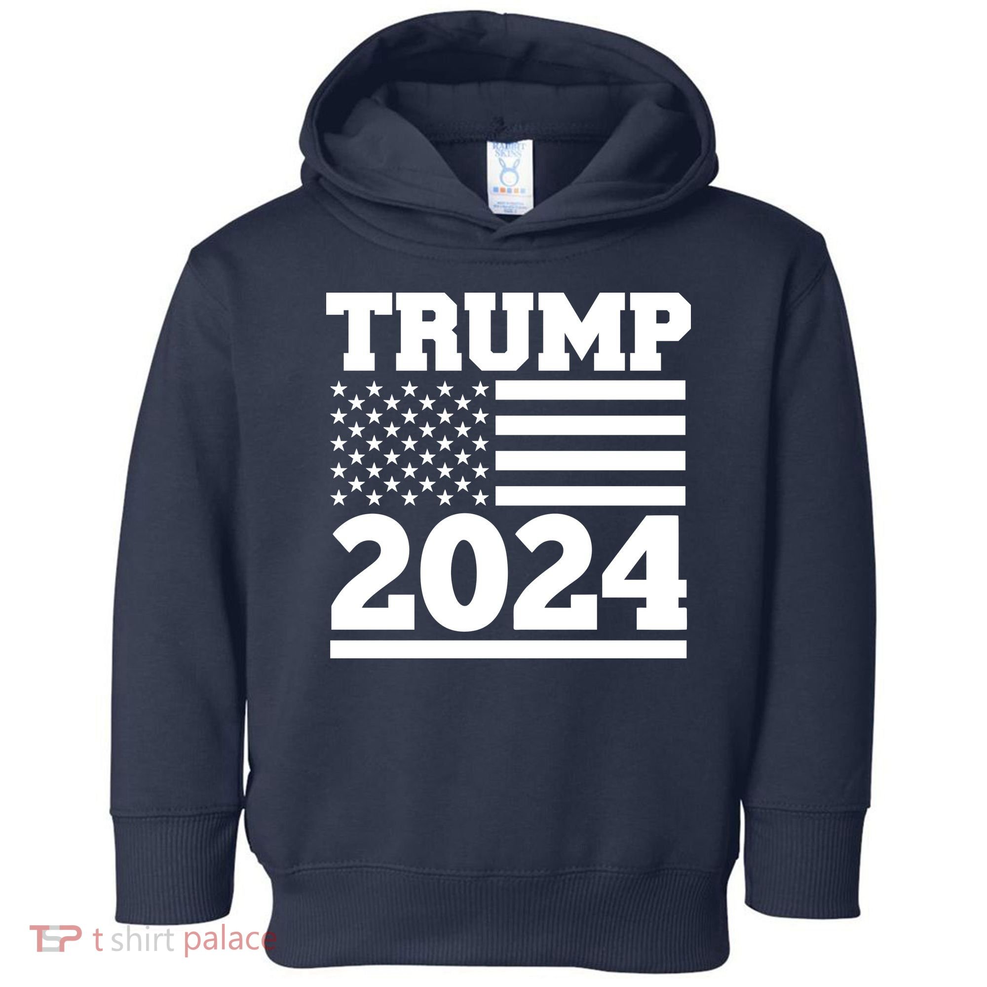 Jumbo Print Trump 2024 Usa Flag Toddler Hoodie