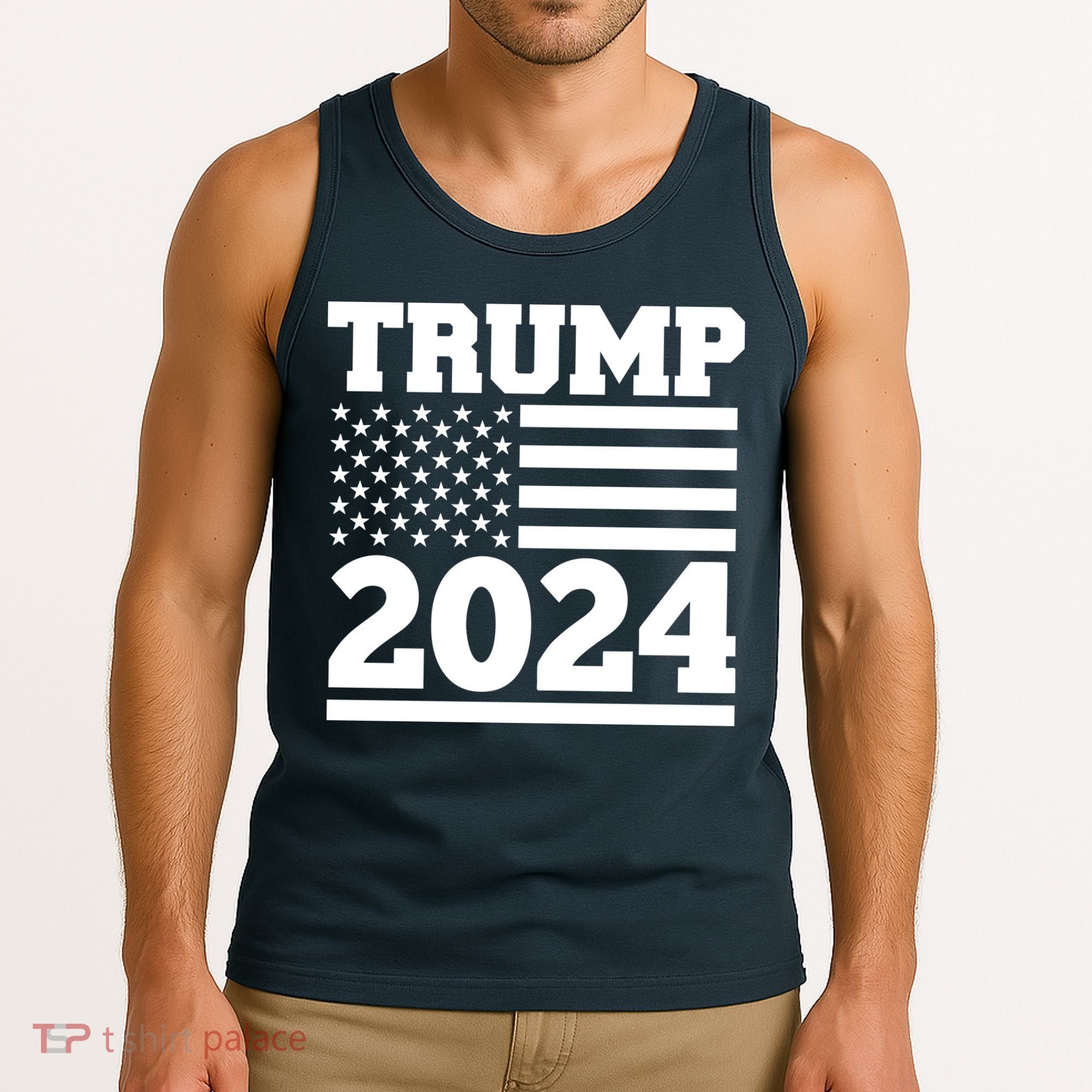 Jumbo Print Trump 2024 Usa Flag Tank Top