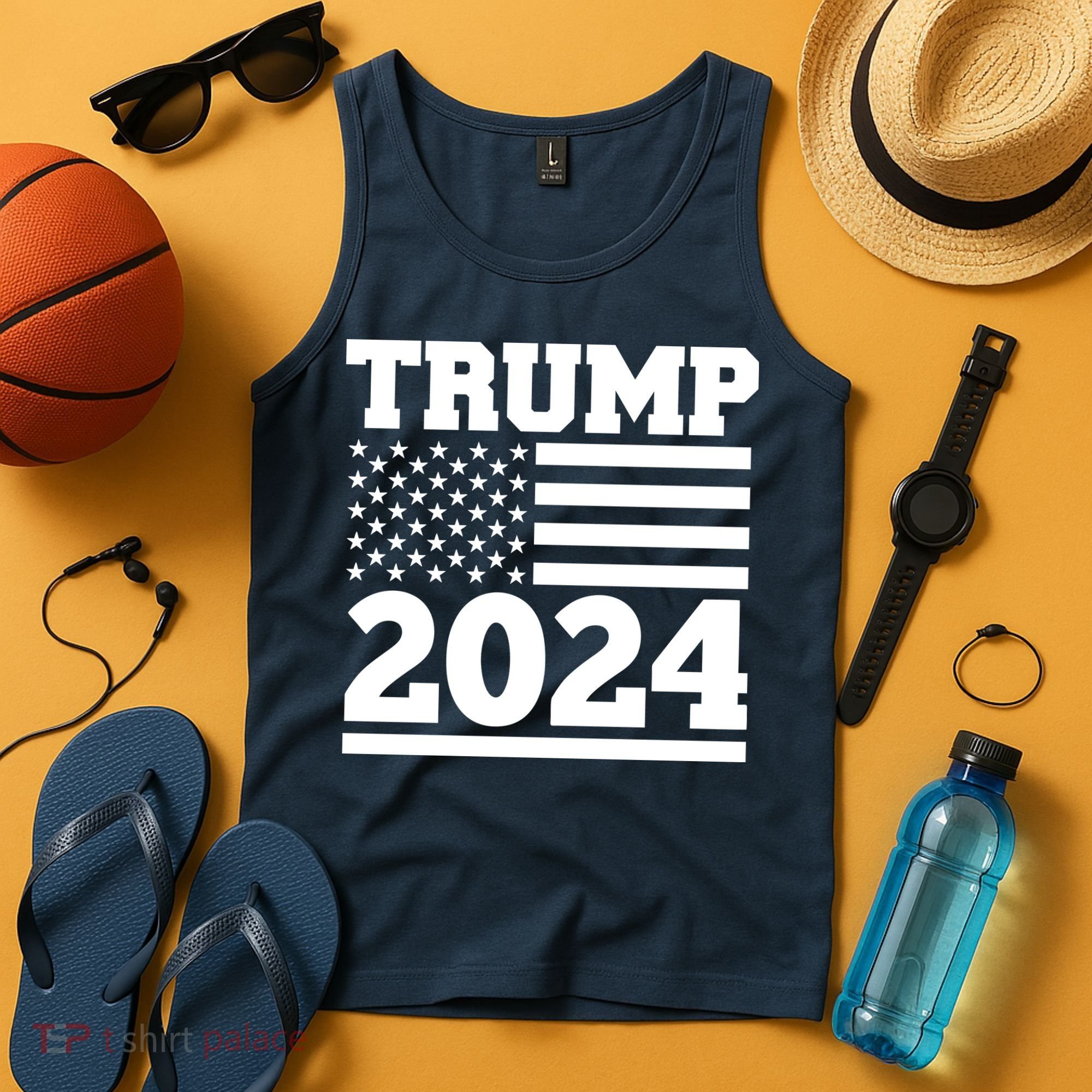 Jumbo Print Trump 2024 Usa Flag Tank Top