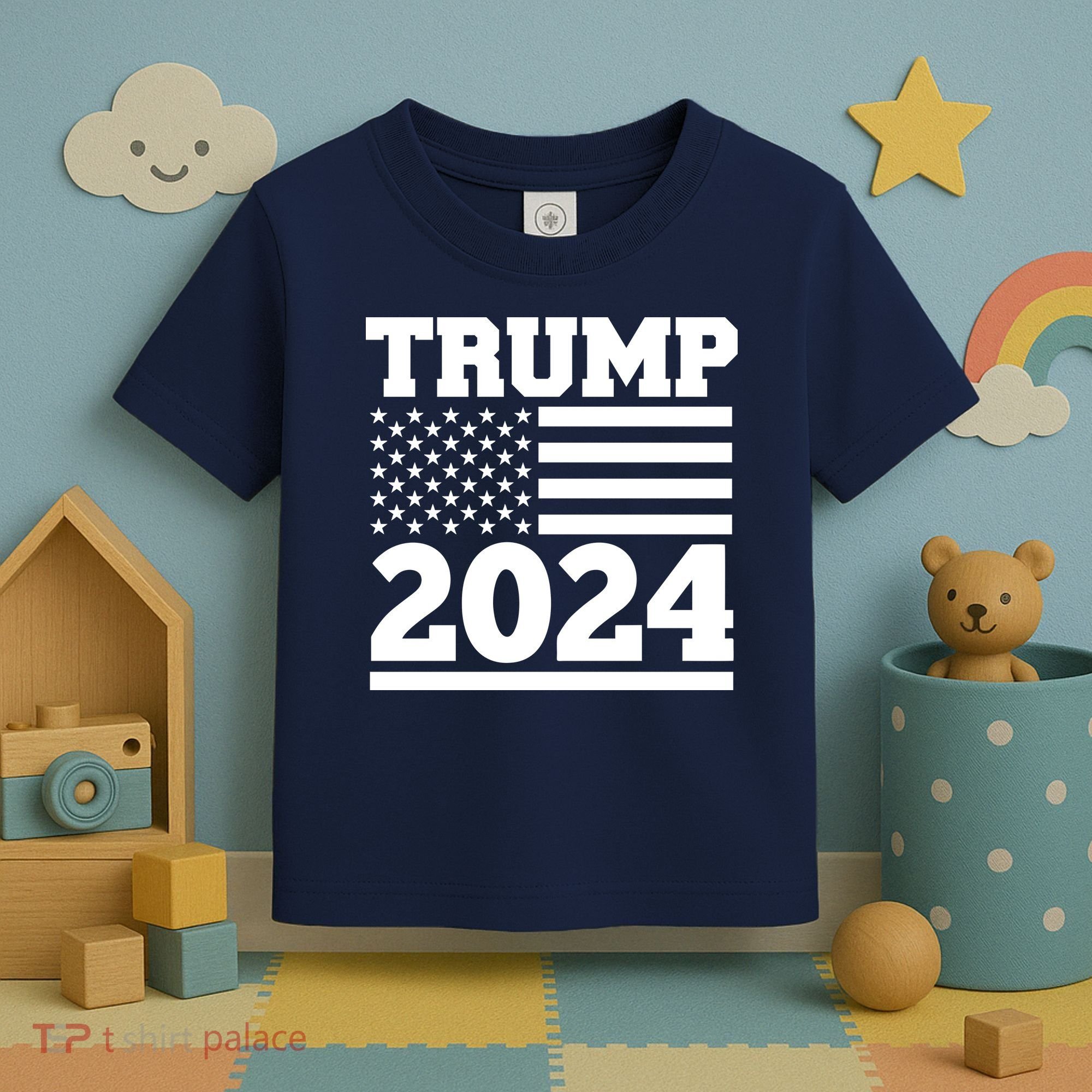 Jumbo Print Trump 2024 Usa Flag Toddler T-Shirt