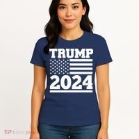 Jumbo Print Trump 2024 Usa Flag Women's T-Shirt thumb 4
