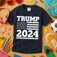 Jumbo Print Trump 2024 Usa Flag Kids T-Shirt thumb 3