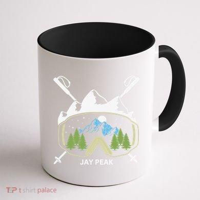 Jay Peak Vermont Skiing Skier Ski Goggles And Poles Gift Coffee Mug back