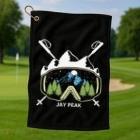 Jay Peak Vermont Skiing Skier Ski Goggles And Poles Gift Golf Towel thumb 1