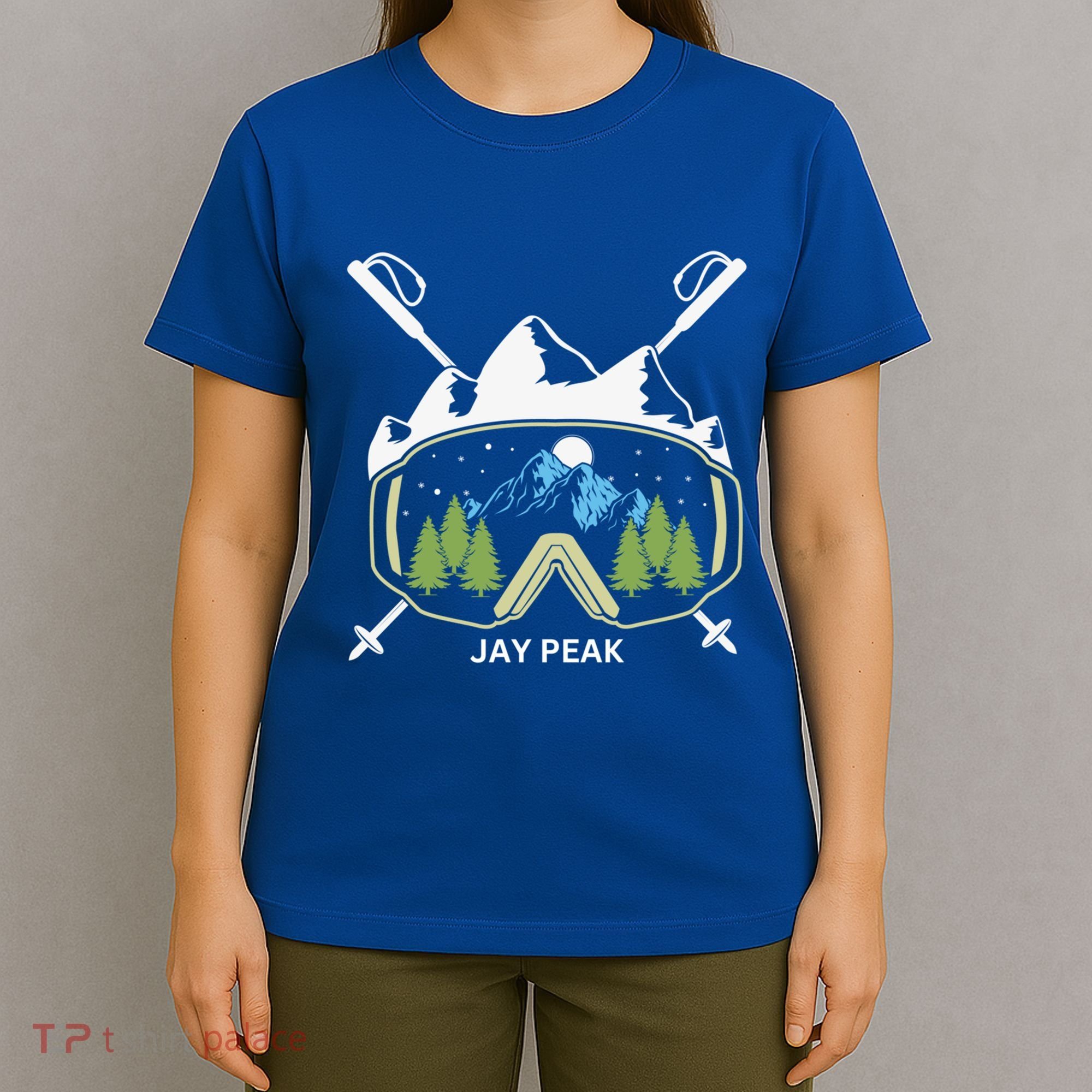 Jay Peak Vermont Skiing Skier Ski Goggles And Poles Gift T-Shirt