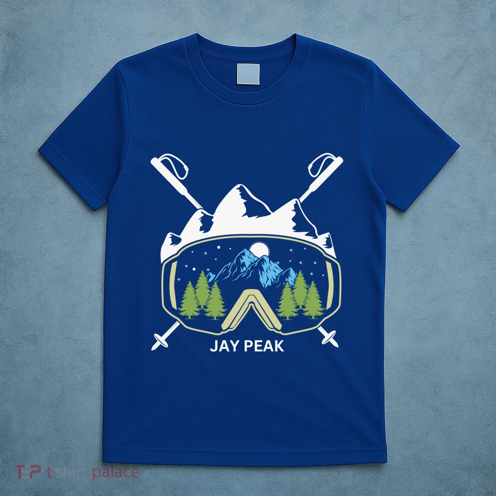 Jay Peak Vermont Skiing Skier Ski Goggles And Poles Gift T-Shirt