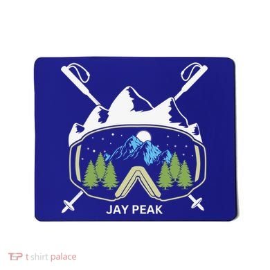 Jay Peak Vermont Skiing Skier Ski Goggles And Poles Gift Mousepad