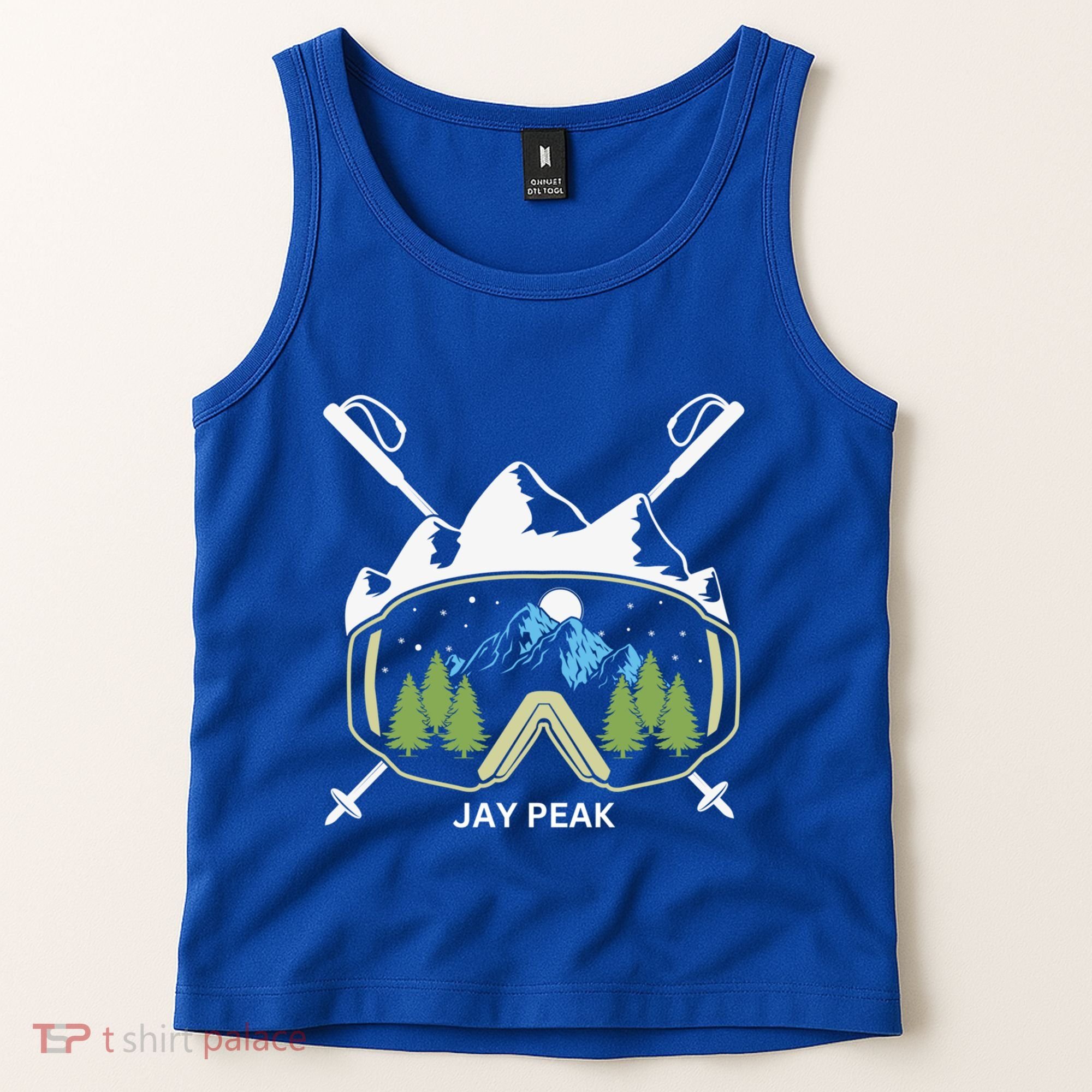 Jay Peak Vermont Skiing Skier Ski Goggles And Poles Gift Tank Top
