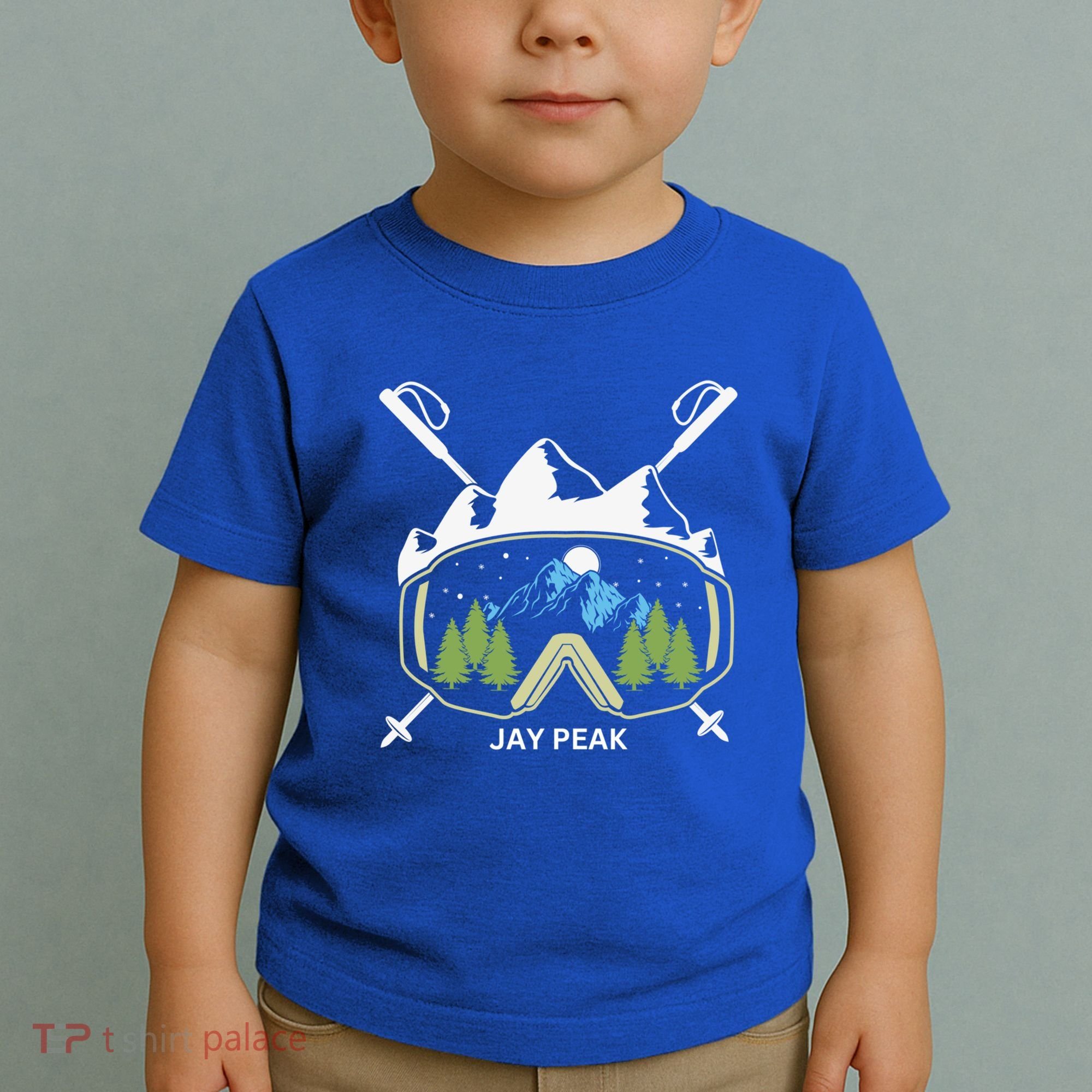 Jay Peak Vermont Skiing Skier Ski Goggles And Poles Gift Toddler T-Shirt
