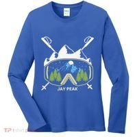 Jay Peak Vermont Skiing Skier Ski Goggles And Poles Gift Women's Long Sleeve Shirt thumb 0