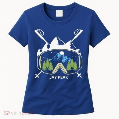 Jay Peak Vermont Skiing Skier Ski Goggles And Poles Gift Women's T-Shirt