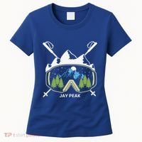 Jay Peak Vermont Skiing Skier Ski Goggles And Poles Gift Women's T-Shirt thumb 0