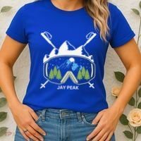 Jay Peak Vermont Skiing Skier Ski Goggles And Poles Gift Women's T-Shirt thumb 2