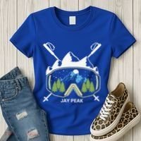 Jay Peak Vermont Skiing Skier Ski Goggles And Poles Gift Women's T-Shirt thumb 3