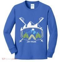 Jay Peak Vermont Skiing Skier Ski Goggles And Poles Gift Kids Long Sleeve Shirt thumb 0