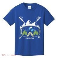 Jay Peak Vermont Skiing Skier Ski Goggles And Poles Gift Kids T-Shirt thumb 0