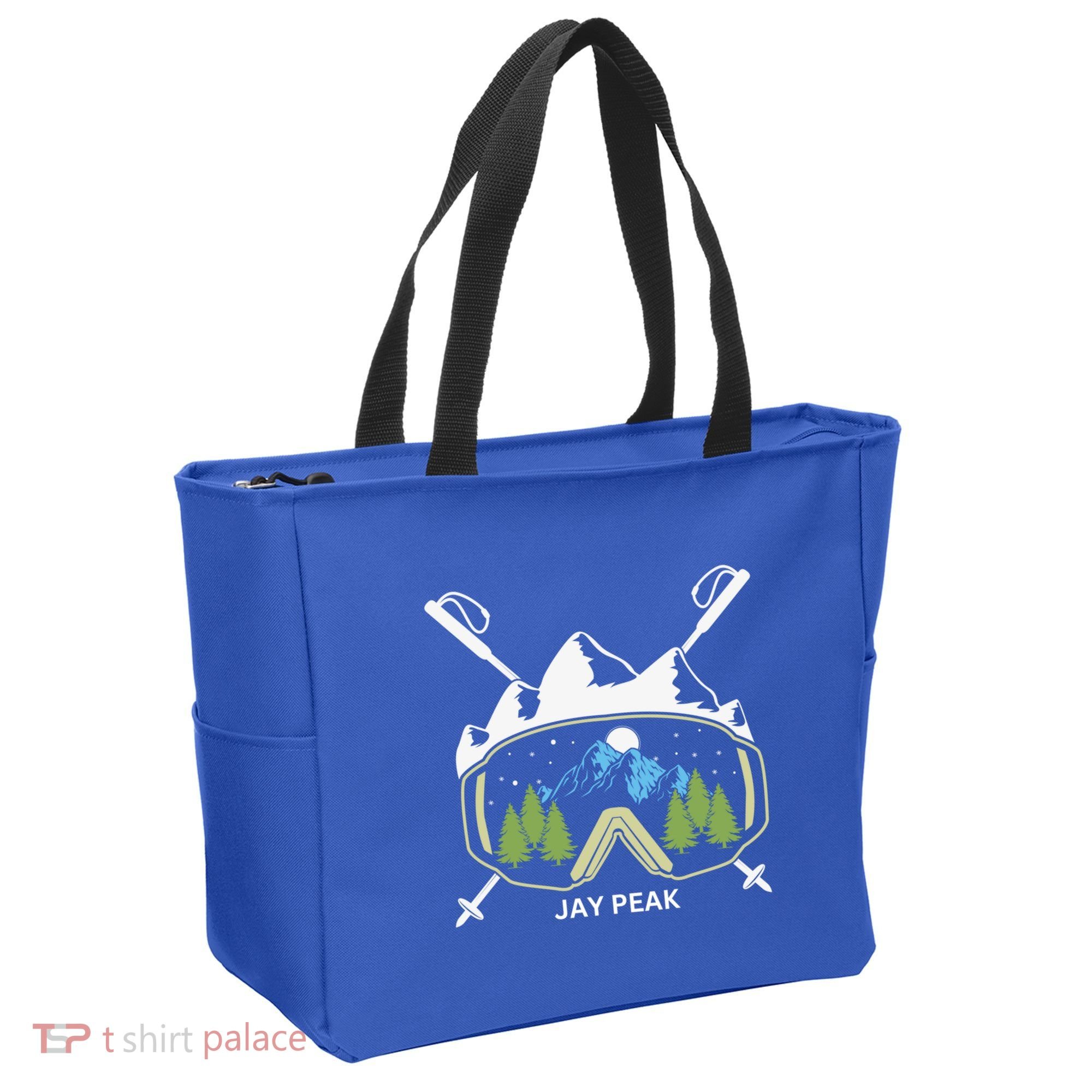 Jay Peak Vermont Skiing Skier Ski Goggles And Poles Gift Tote Bag