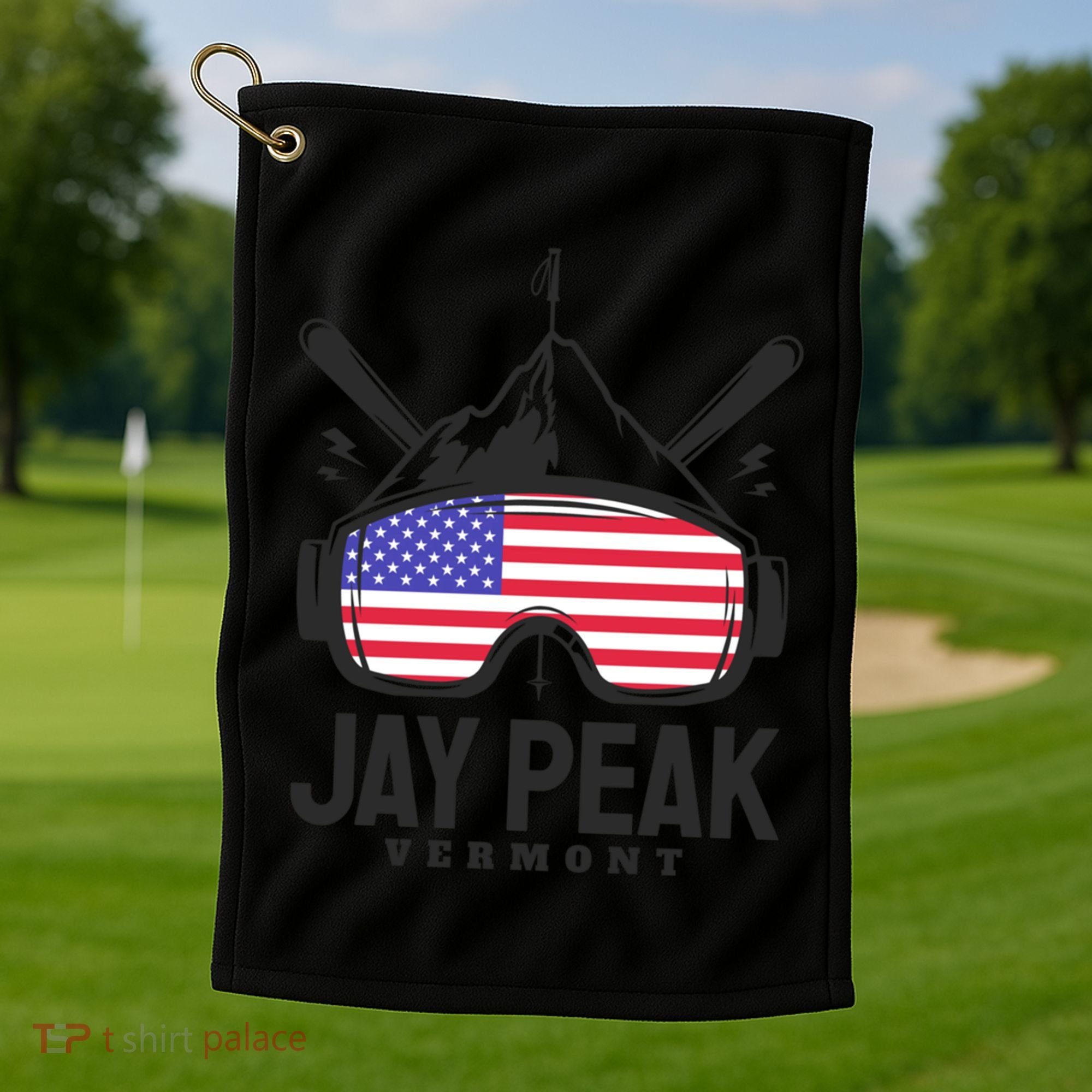 Jay Peak Vermont Usa Ski Retro Skiing Funny Gift Golf Towel