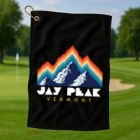 Jay Peak Vermont Usa Ski Resort 1980s Retro Gift Golf Towel thumb 1