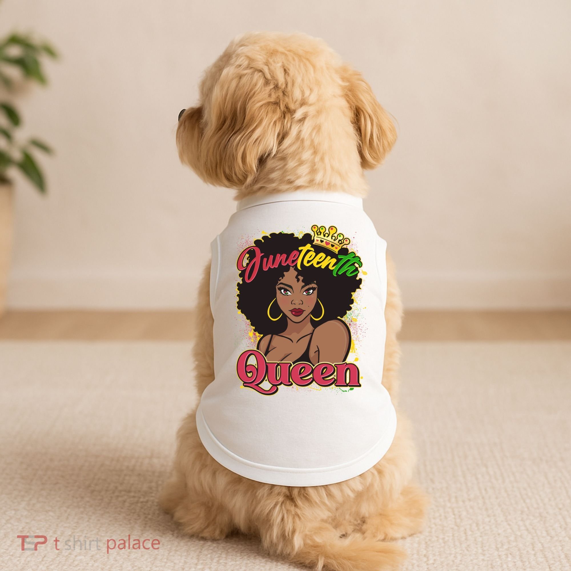 Juneteenth Queen Black African American Woman Afro Doggie Tank