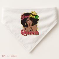 Juneteenth Queen Black African American Woman Afro USA-Made Doggie Bandana thumb 0