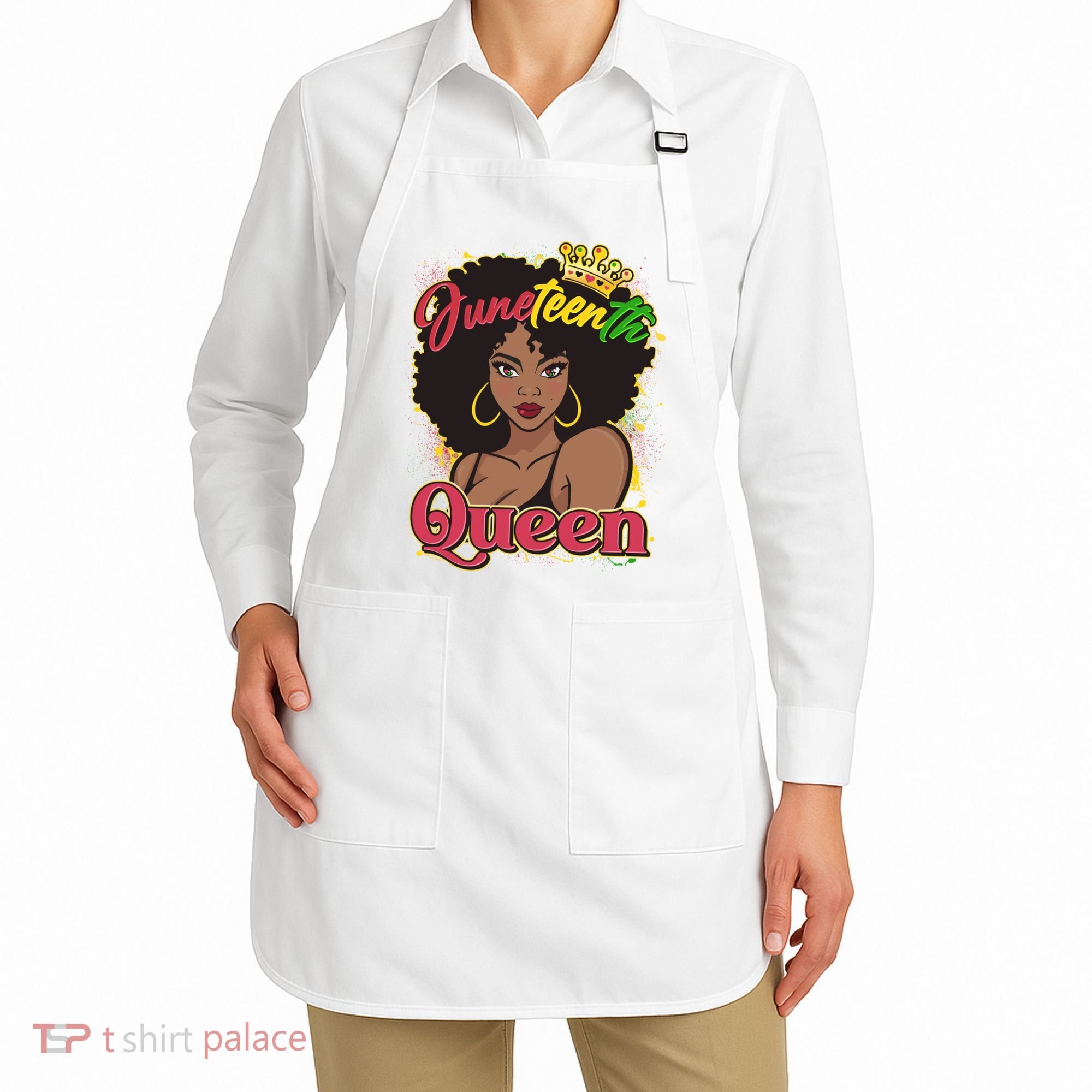Juneteenth Queen Black African American Woman Afro Apron