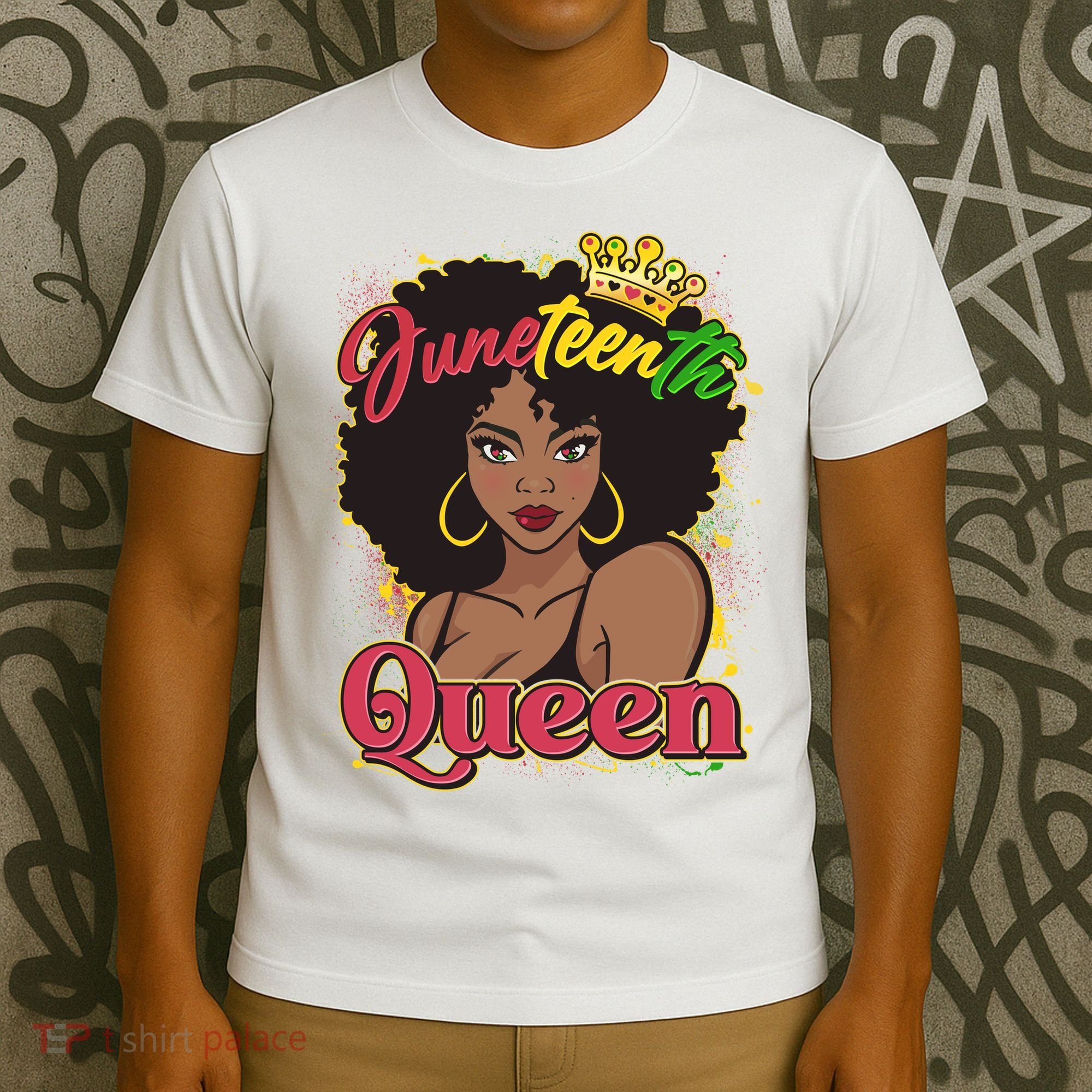 Juneteenth Queen Black African American Woman Afro T-Shirt