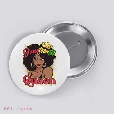 Juneteenth Queen Black African American Woman Afro Button