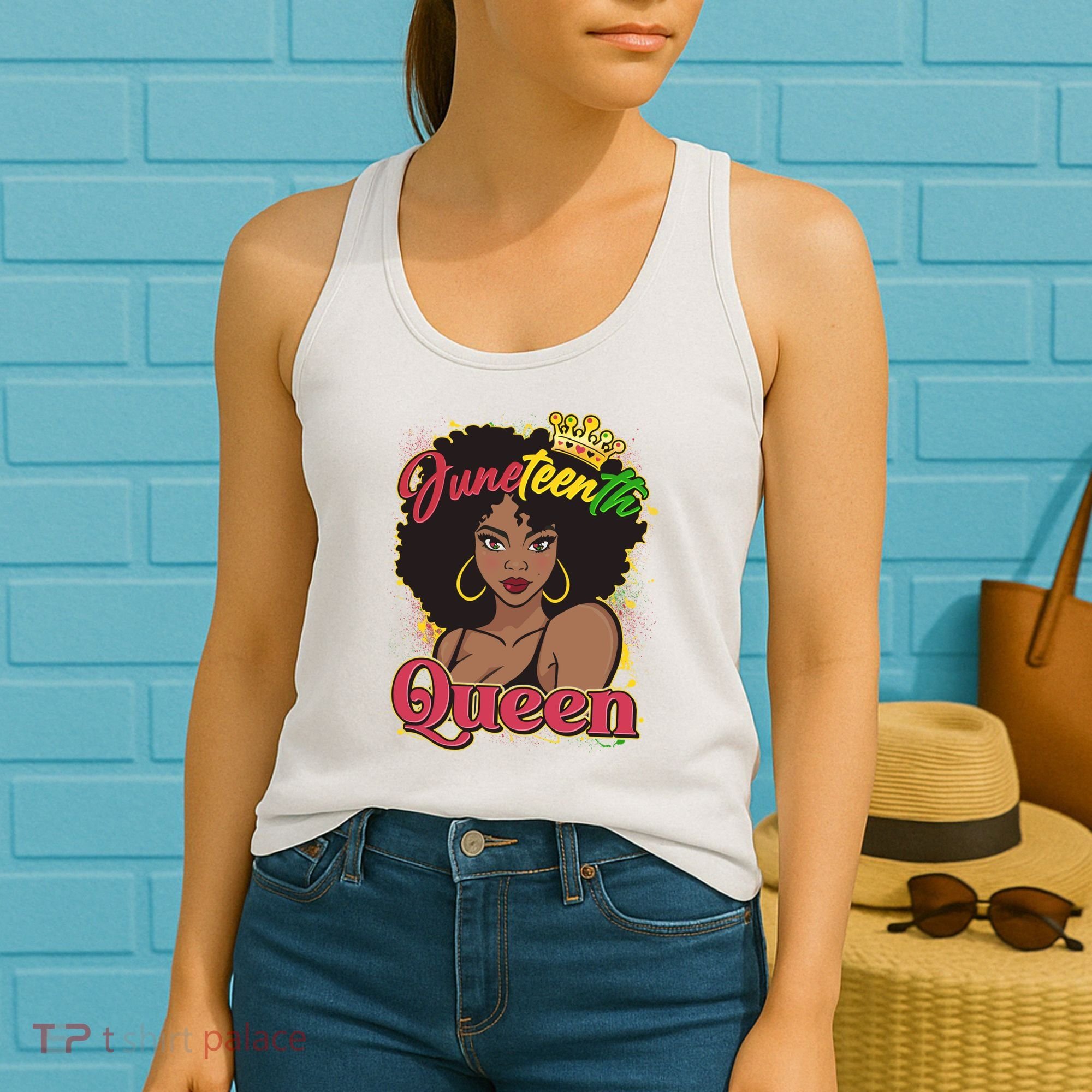 Juneteenth Queen Black African American Woman Afro Women's Tank Top