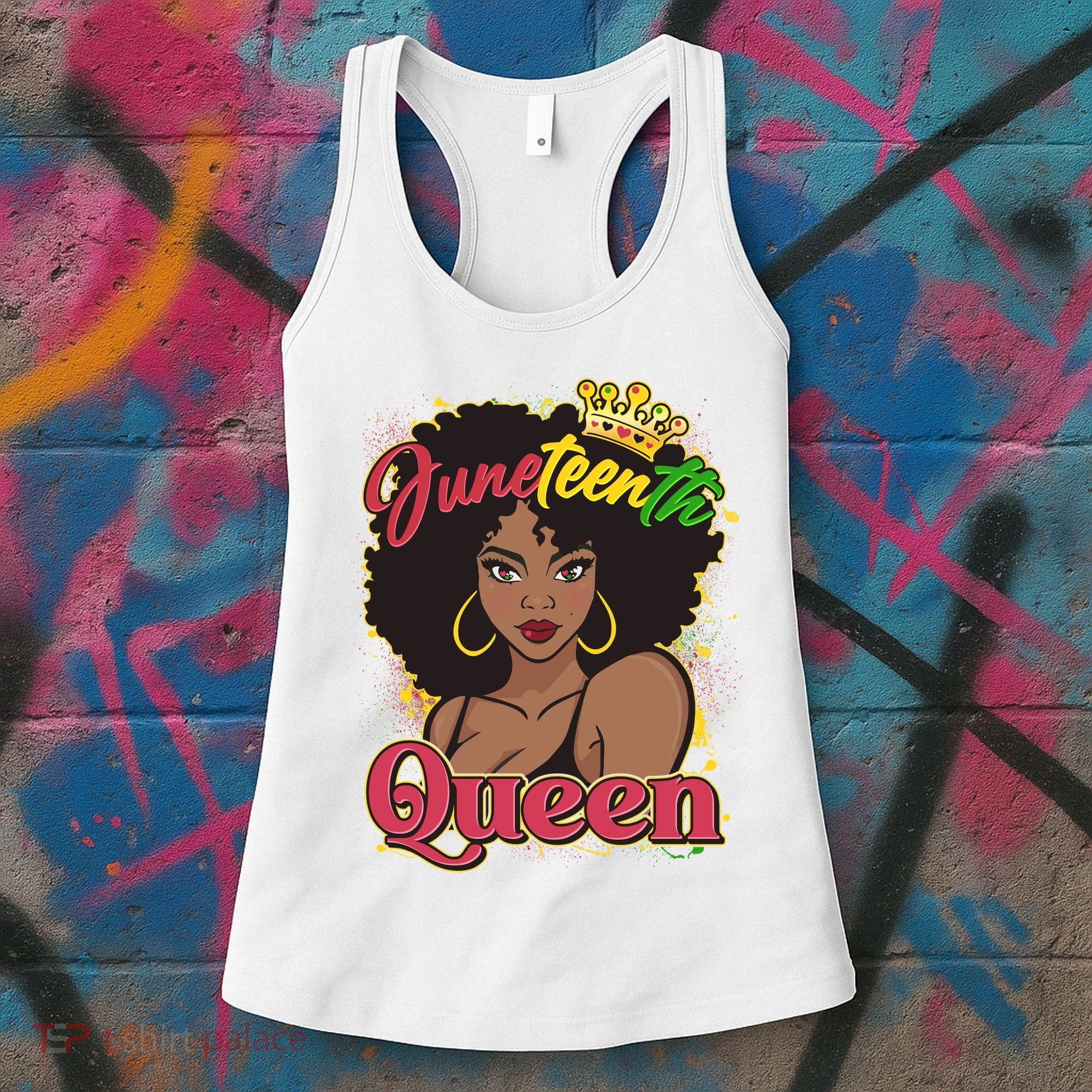 Juneteenth Queen Black African American Woman Afro Women's Tank Top