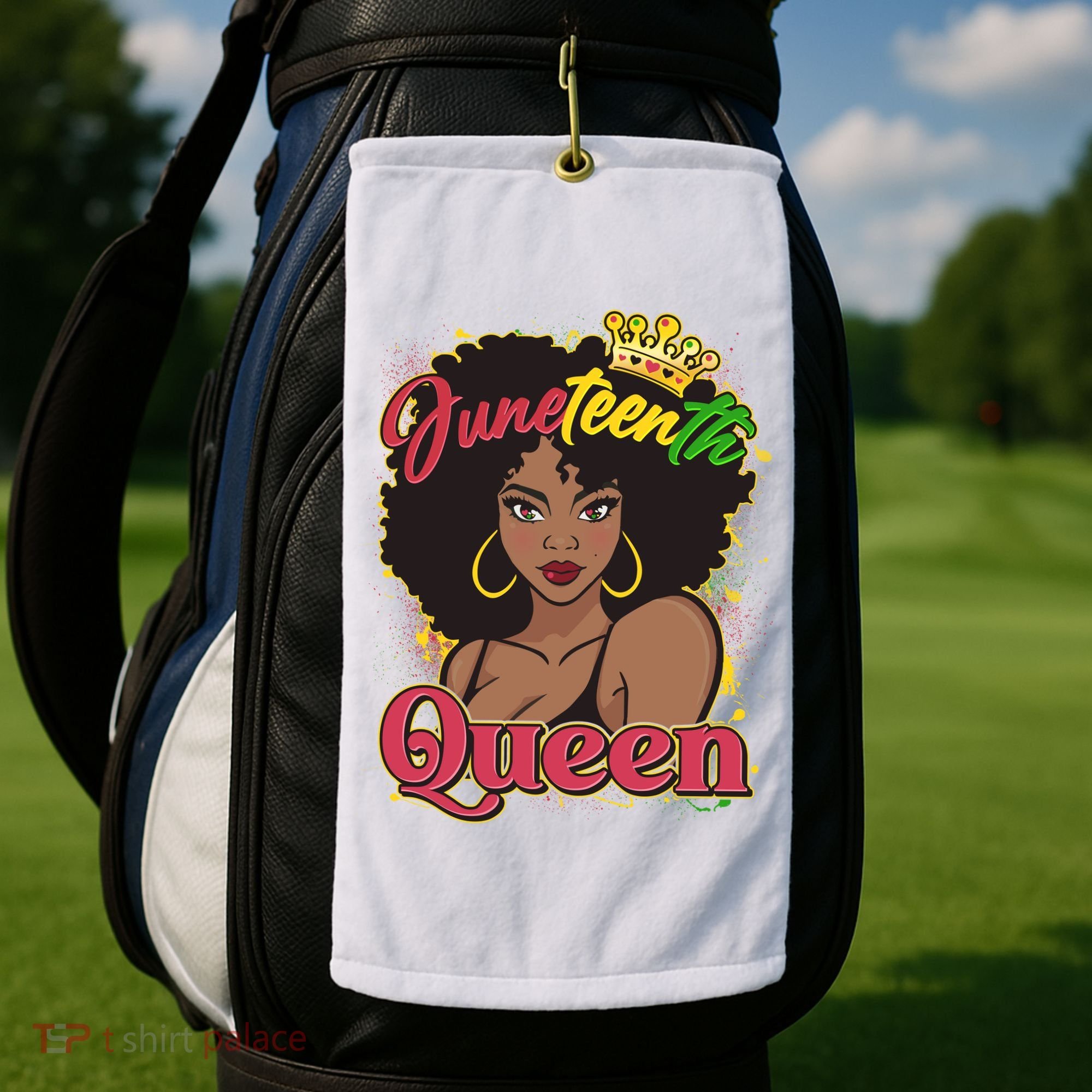 Juneteenth Queen Black African American Woman Afro Golf Towel