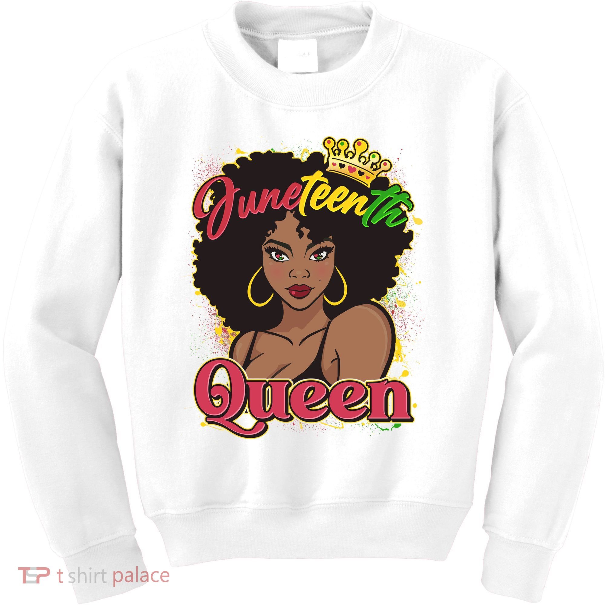 Juneteenth Queen Black African American Woman Afro Kids Sweatshirt