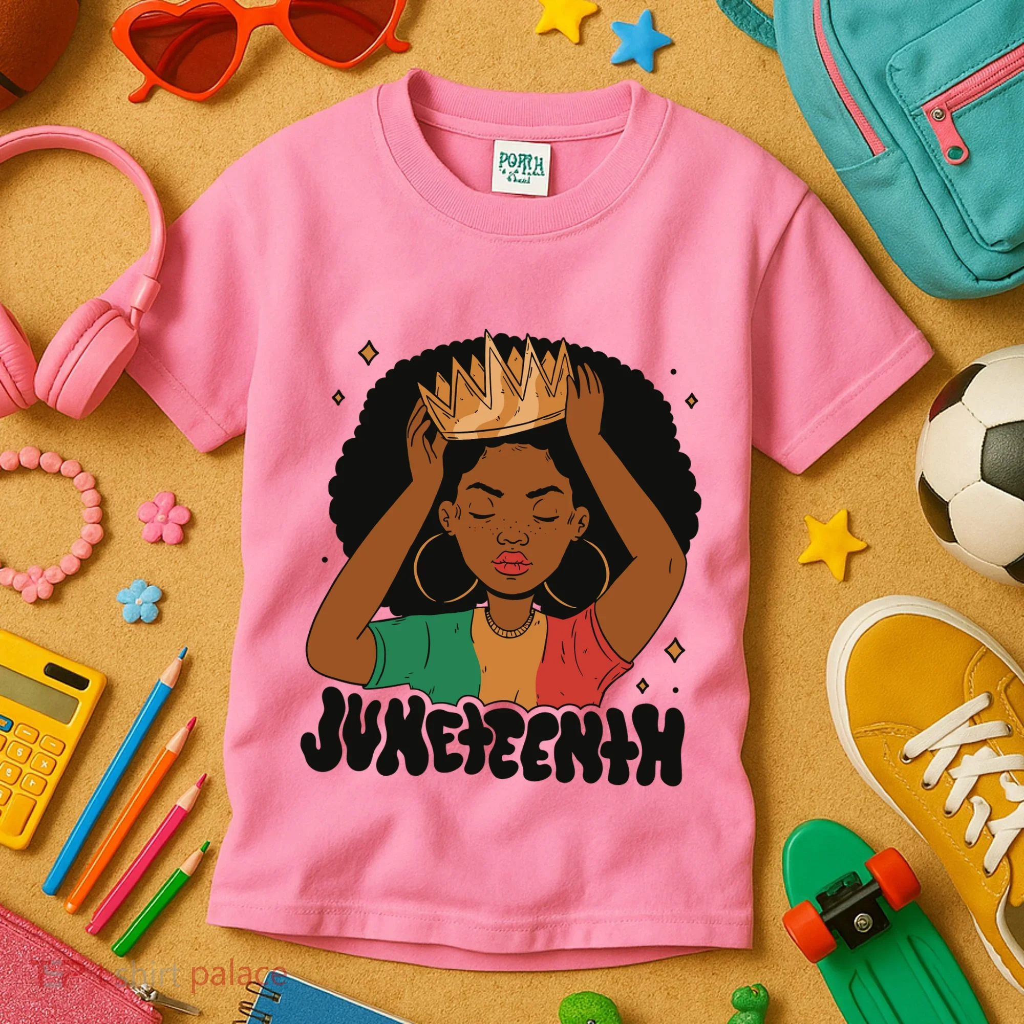 Juneteenth Queen Female Kids T-Shirt