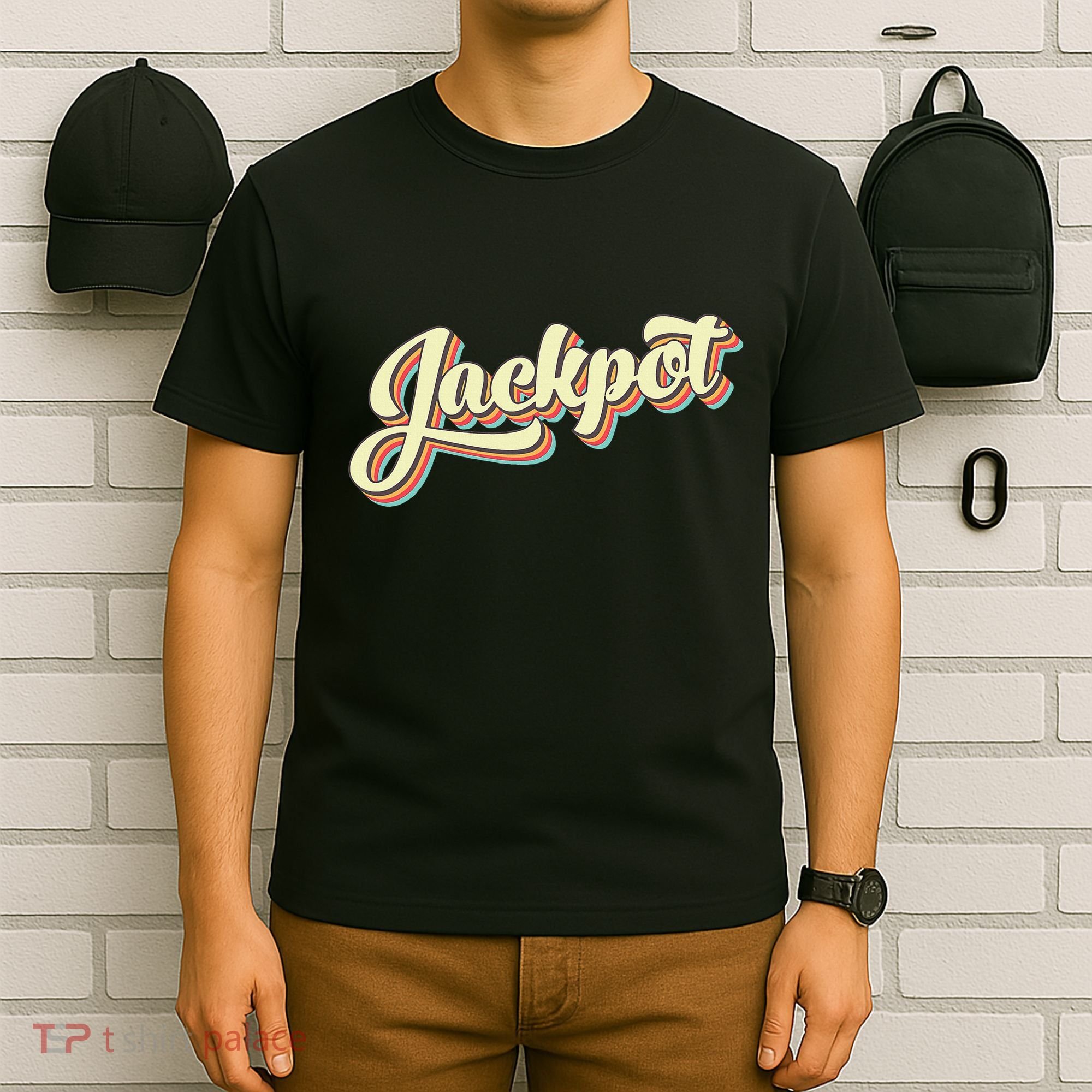 Jackpot Retro Art Baseball Font Vintage T-Shirt