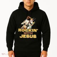 Jesus Rock And Roll Jesus Is King Meme Hoodie thumb 2
