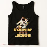 Jesus Rock And Roll Jesus Is King Meme Tank Top thumb 2