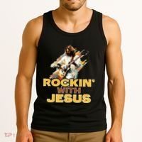 Jesus Rock And Roll Jesus Is King Meme Tank Top thumb 3