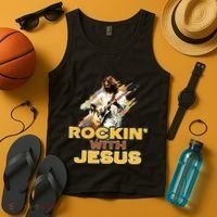 Jesus Rock And Roll Jesus Is King Meme Tank Top thumb 4