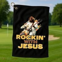 Jesus Rock And Roll Jesus Is King Meme Golf Towel thumb 1