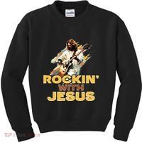 Jesus Rock And Roll Jesus Is King Meme Kids Sweatshirt thumb 0