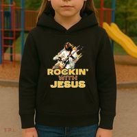 Jesus Rock And Roll Jesus Is King Meme Kids Hoodie thumb 3