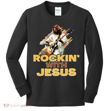 Jesus Rock And Roll Jesus Is King Meme Kids Long Sleeve Shirt