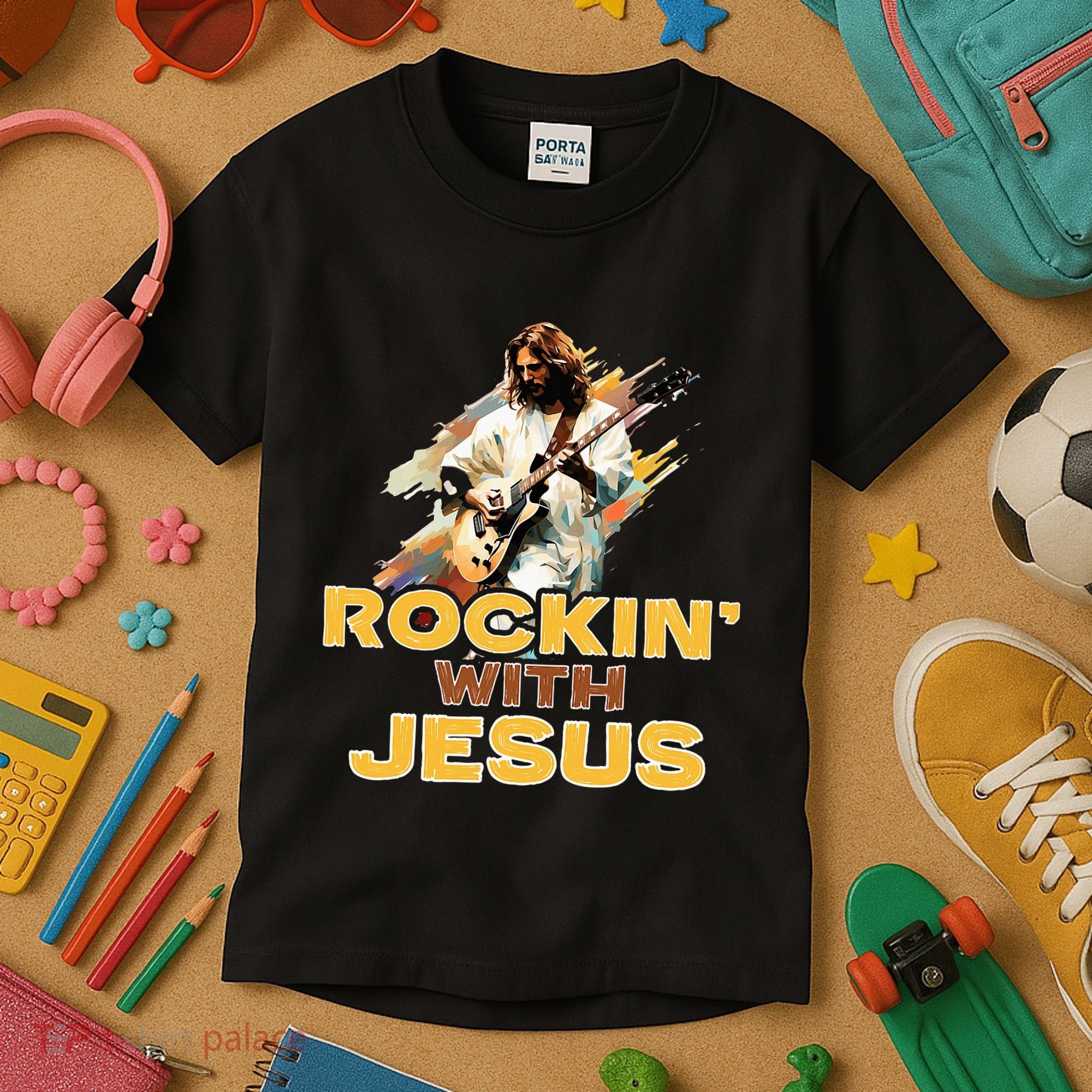 Jesus Rock And Roll Jesus Is King Meme Kids T-Shirt