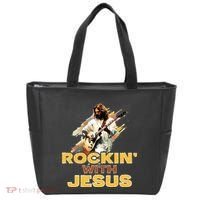 Jesus Rock And Roll Jesus Is King Meme Tote Bag thumb 0