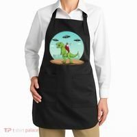 Jesus Riding A Dinosaur Funny Bigfoot UFO Alien Abduction Apron thumb 2