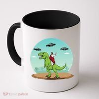 Jesus Riding A Dinosaur Funny Bigfoot UFO Alien Abduction Coffee Mug thumb 0