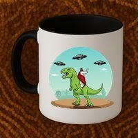 Jesus Riding A Dinosaur Funny Bigfoot UFO Alien Abduction Coffee Mug thumb 2